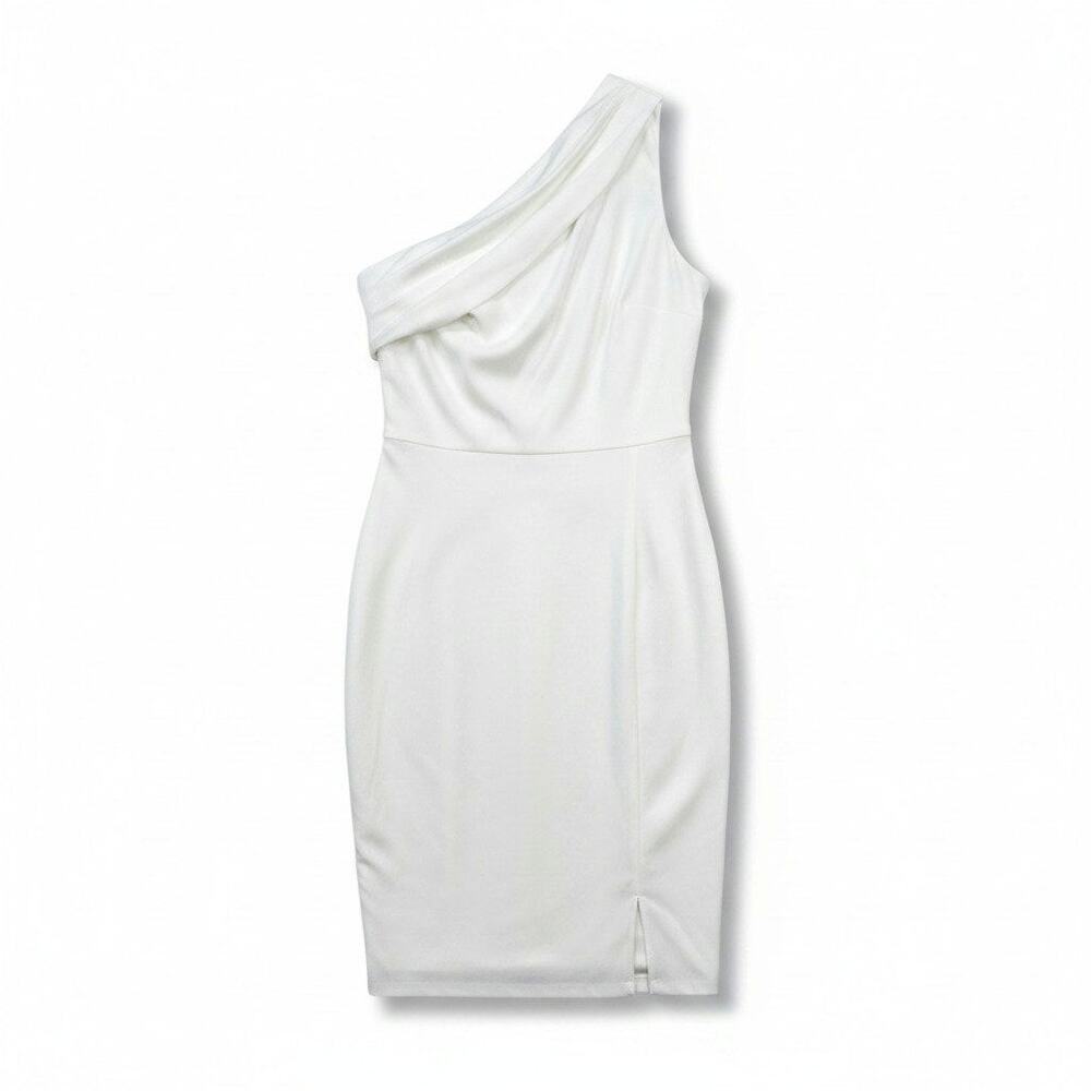 Laundry by Shelli Segal New Womens One Shoulder Mini Dress White Size 14 NWOT